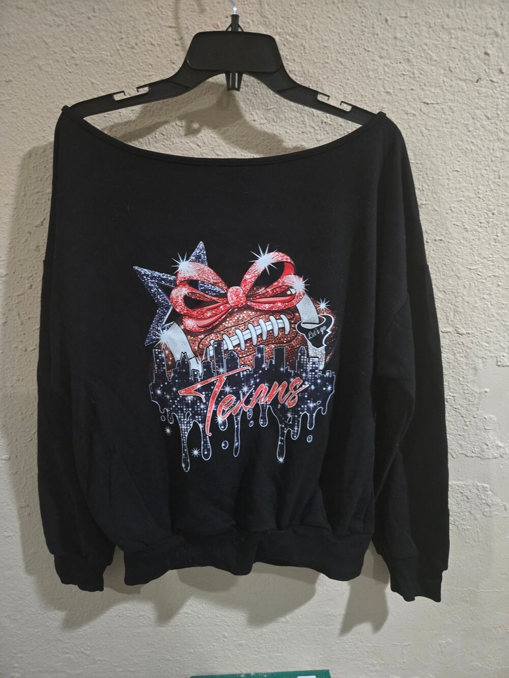 Texans Football Black Sweatshirt, Women's Size Medium